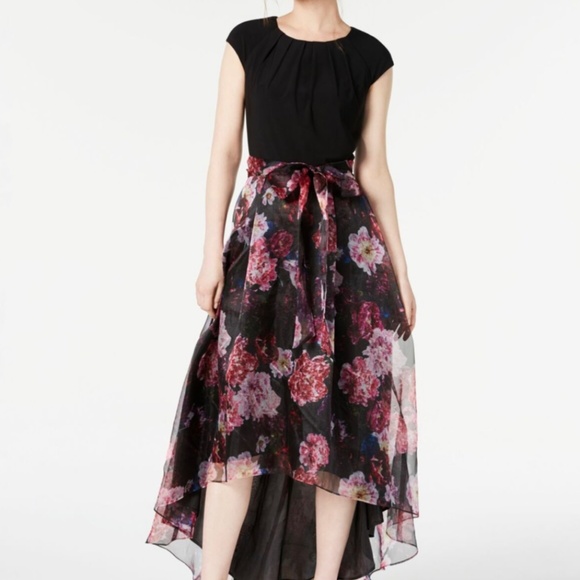 SLNY Dresses & Skirts - SLNY Dress Black Floral High Low